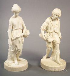 Pair of Copeland Parian Figures of Paul and Virginia
